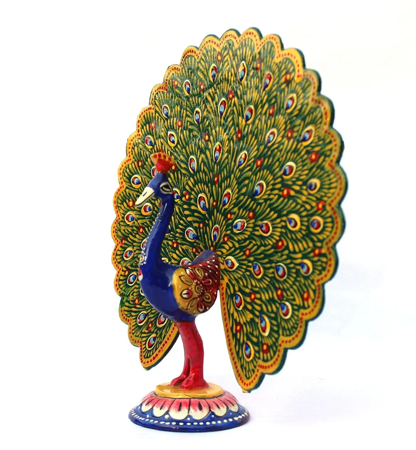 Vibrant handmade metal dancing peacock statue elegant multicolour decorative showpiecVibrant handmade metal dancing peacock statue elegant multicolour decorative showpiece - Image 3