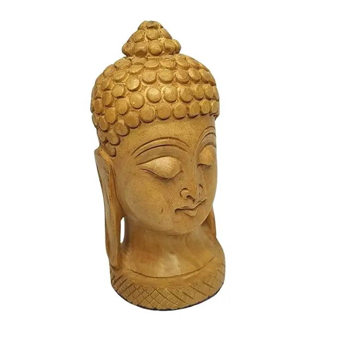 Wooden buddha face and head showpiece buddhist statues - Image 2