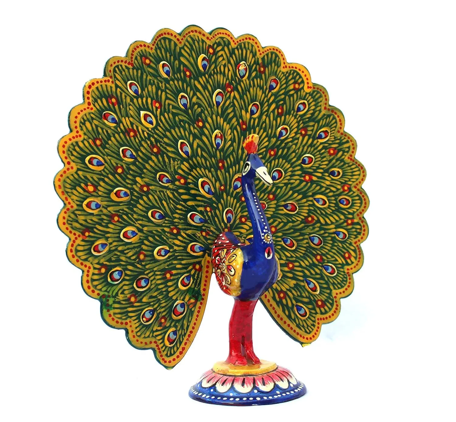 Vibrant handmade metal dancing peacock statue elegant multicolour decorative showpiecVibrant handmade metal dancing peacock statue elegant multicolour decorative showpiece