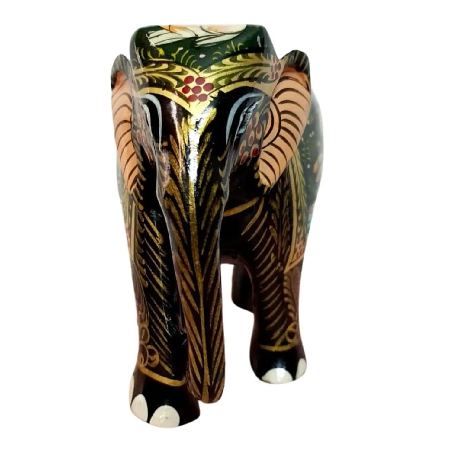 Exquisite handcrafted wooden elephant fine hunting painting artistic