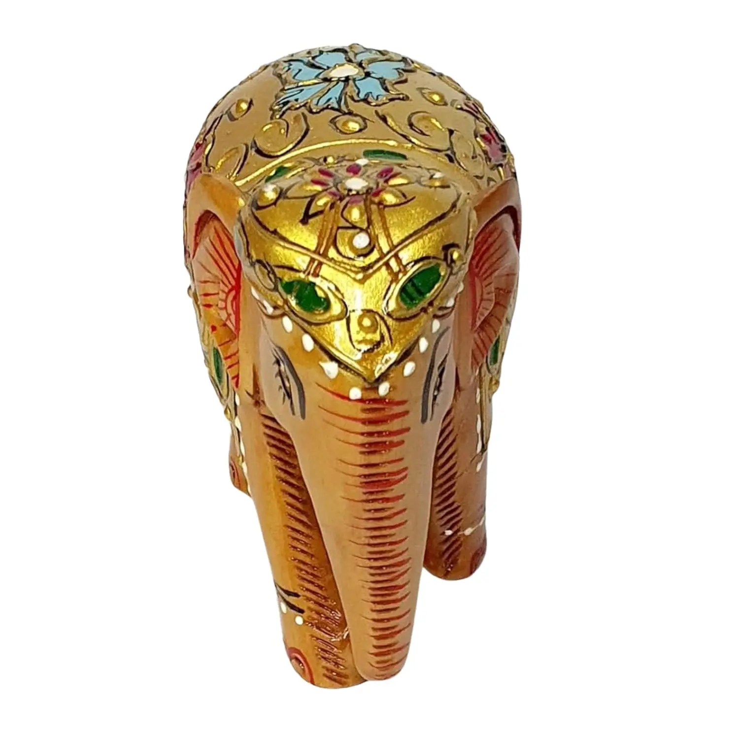 Exquisite handcrafted wooden elephant with meenakari hand painted detailing