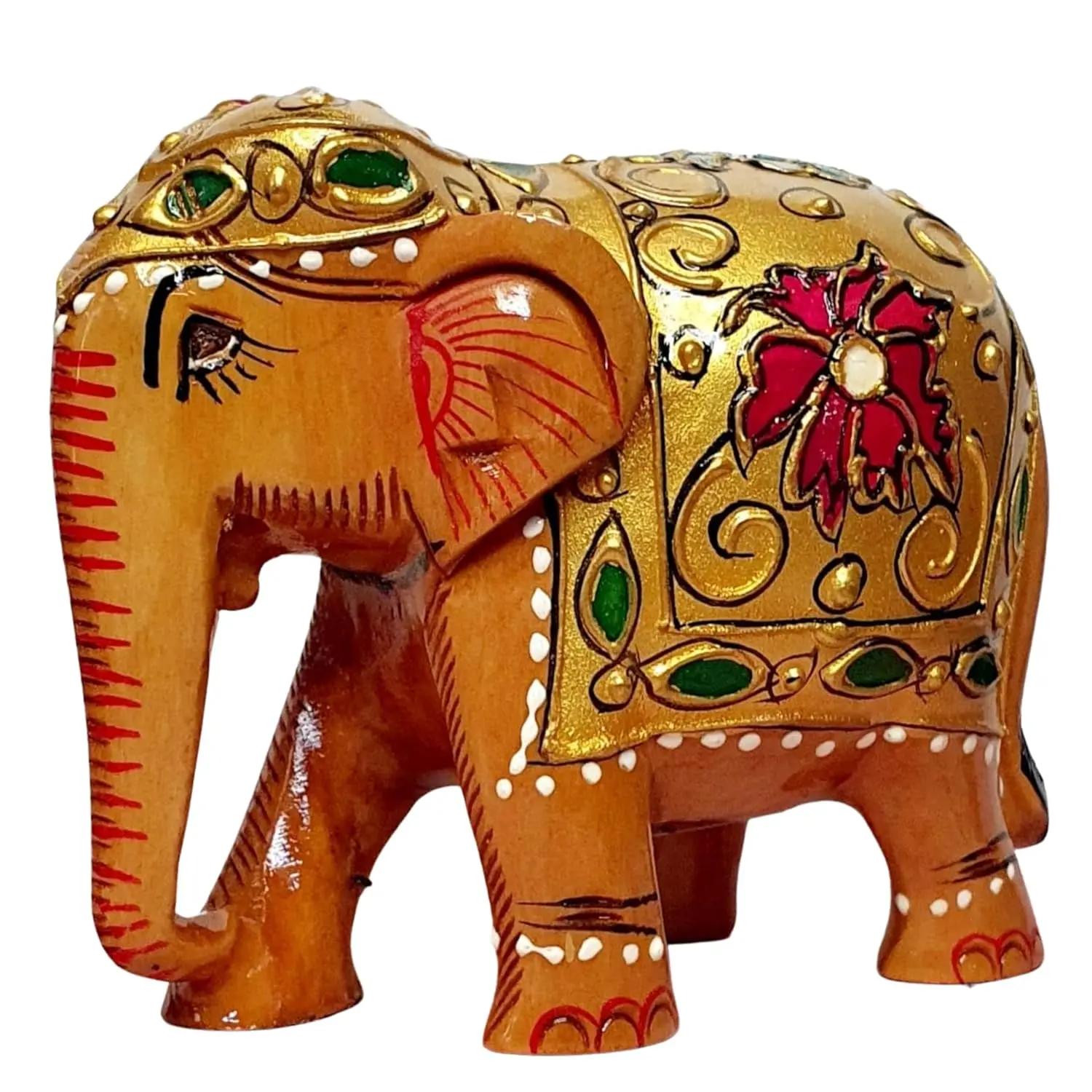 Exquisite handcrafted wooden elephant with meenakari hand painted detailing - Image 2
