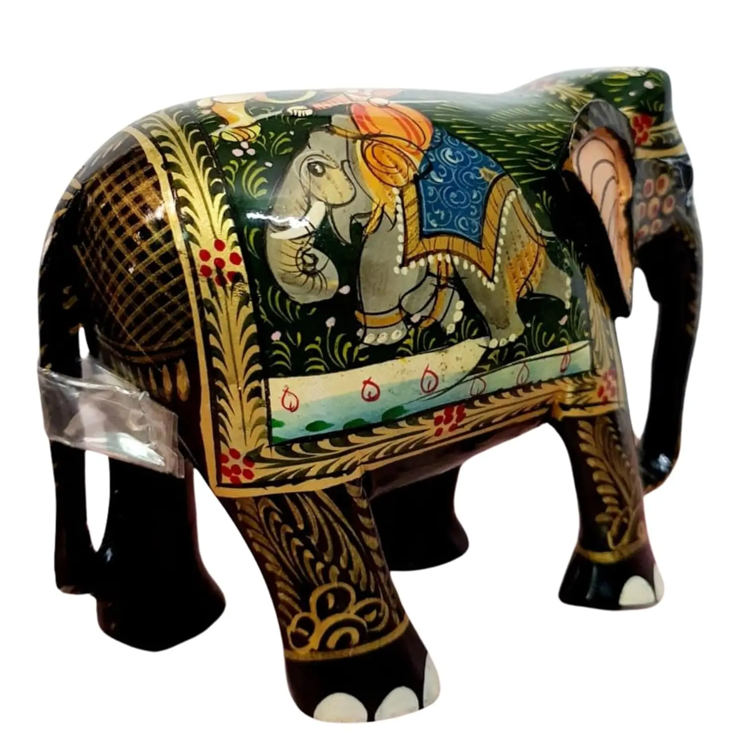 Exquisite handcrafted wooden elephant fine hunting painting artistic - Image 5