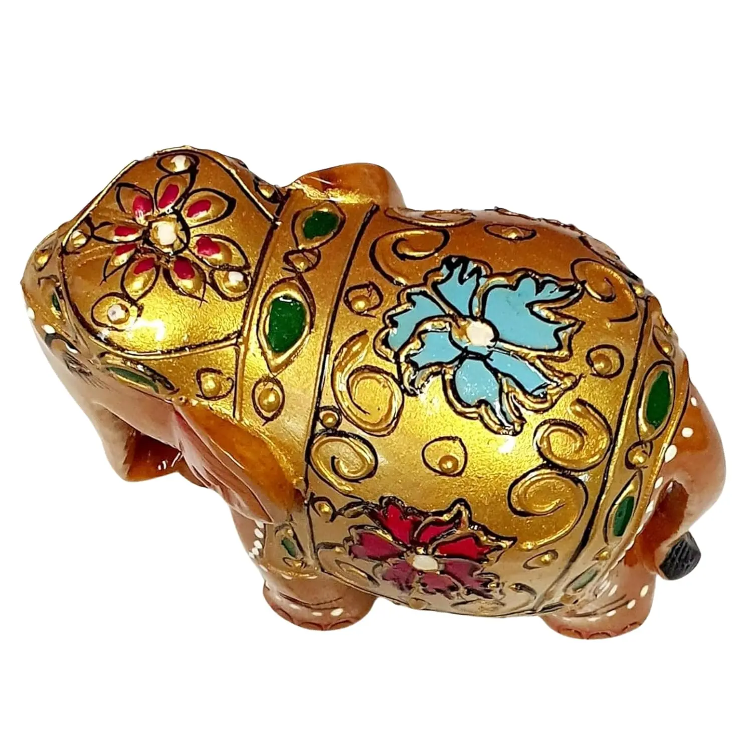 Exquisite handcrafted wooden elephant with meenakari hand painted detailing - Image 5