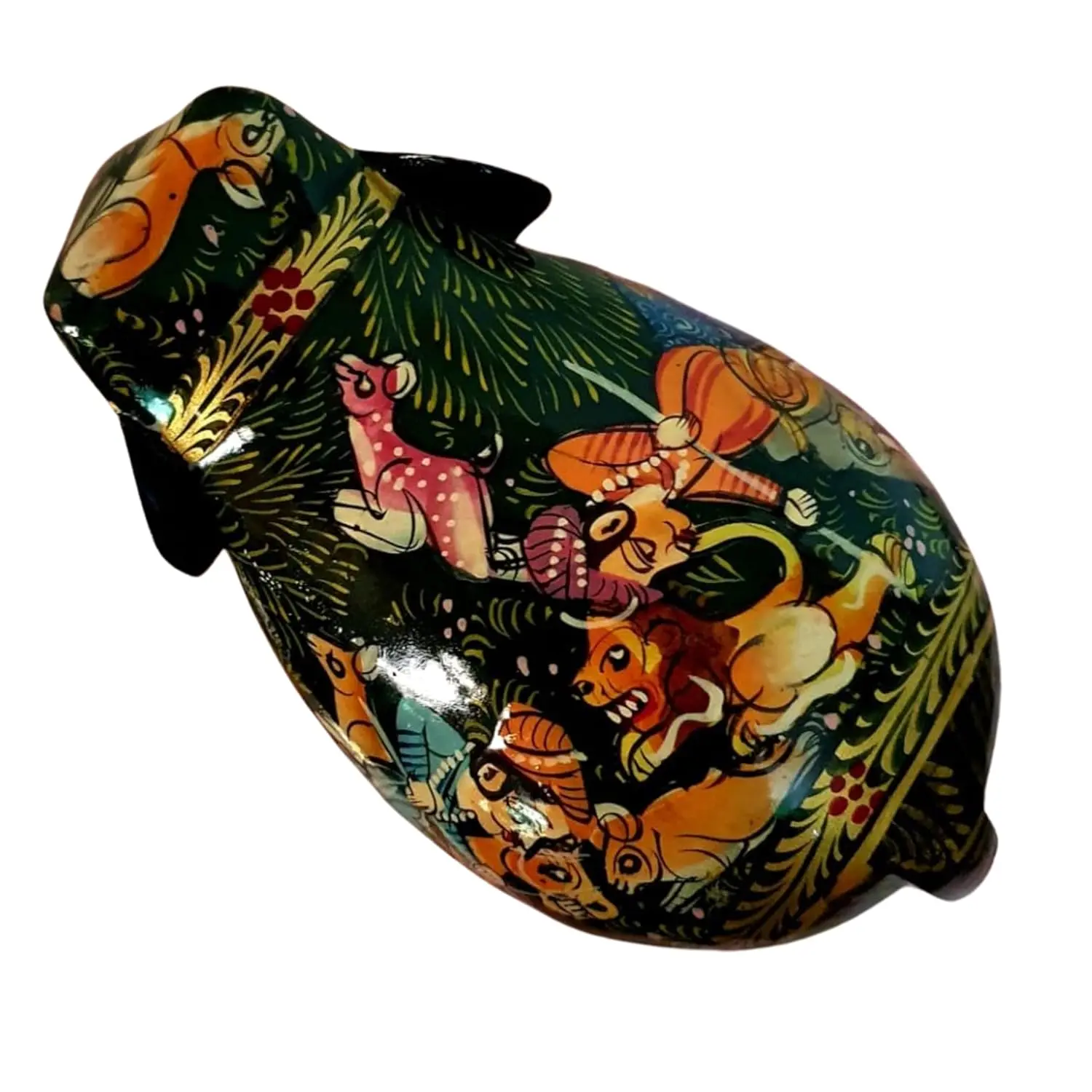 Exquisite handcrafted wooden elephant fine hunting painting artistic - Image 3