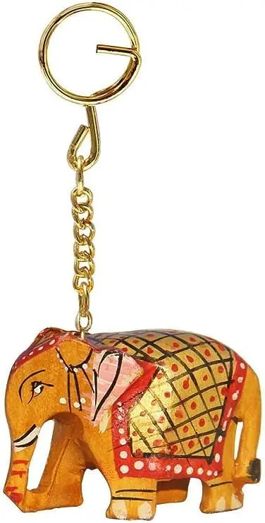 Handmade wooden elephant keychain set hand carved and hand painted - Image 4