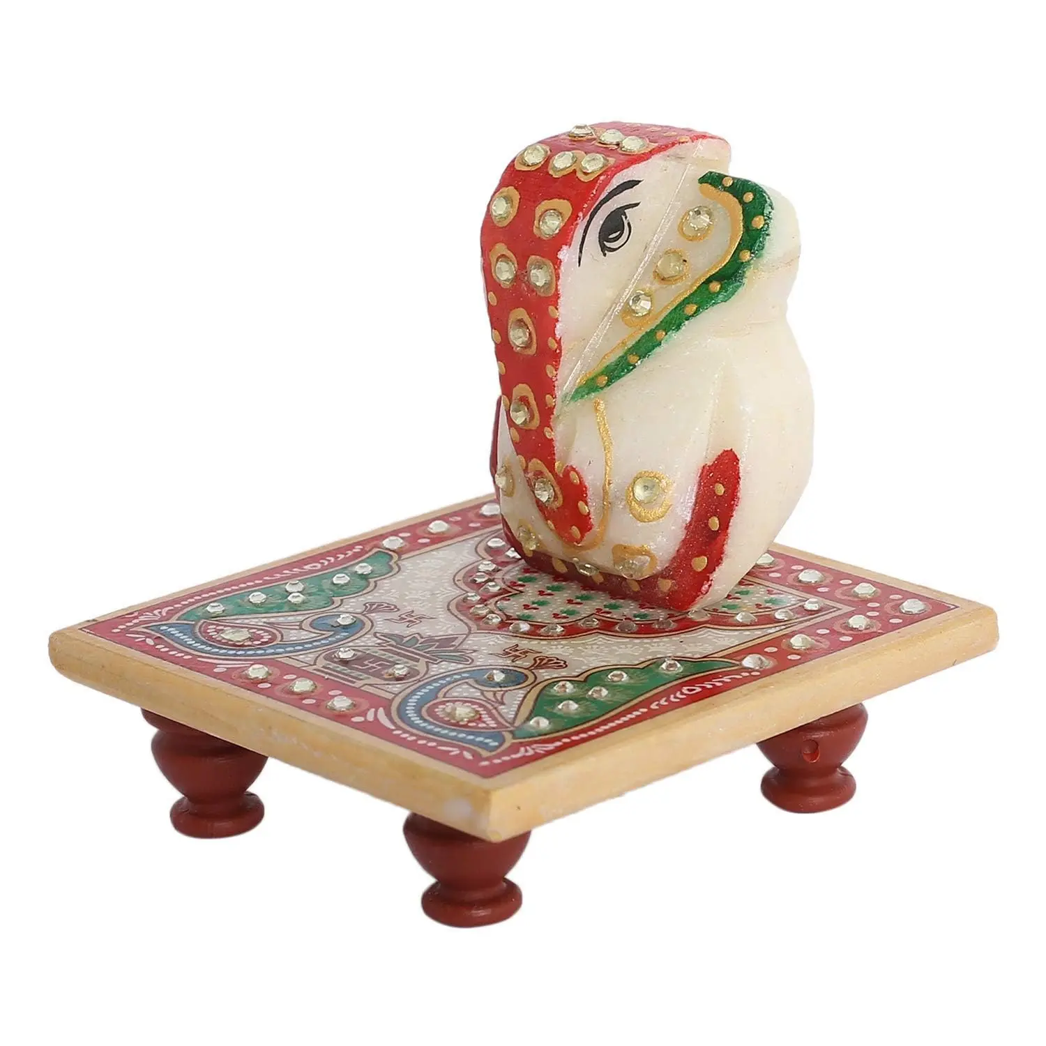 Marble Ganesh Ji, Chowki - Image 2