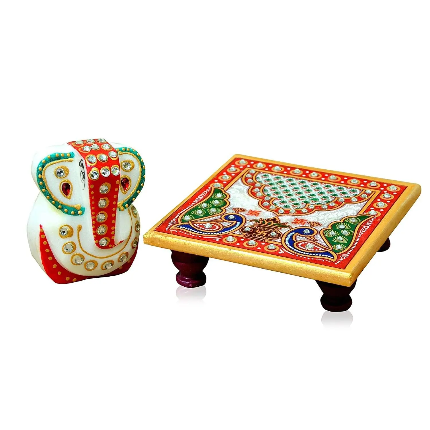 Marble Ganesh Ji, Chowki - Image 3