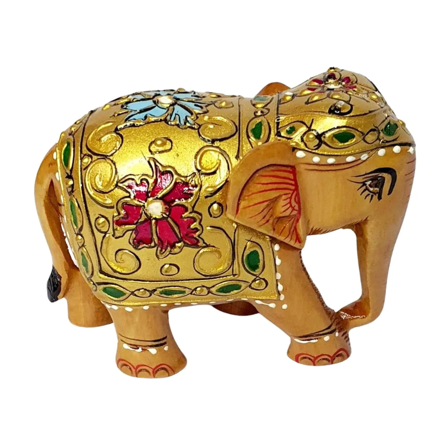 Exquisite handcrafted wooden elephant with meenakari hand painted detailing - Image 6