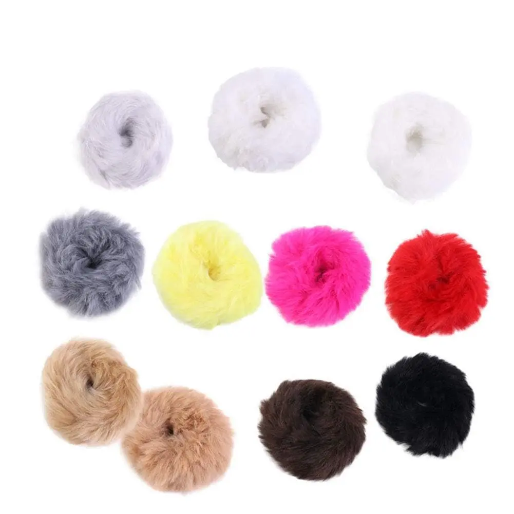 ASKR MARKETING Fur Hair Scrunchies Rabbit Furry Hair Ties Elastic Hair Bobbles Band for Women Girls Hair Accessories. Pack Of 1(Pcs 12. Multi Color). - Image 5