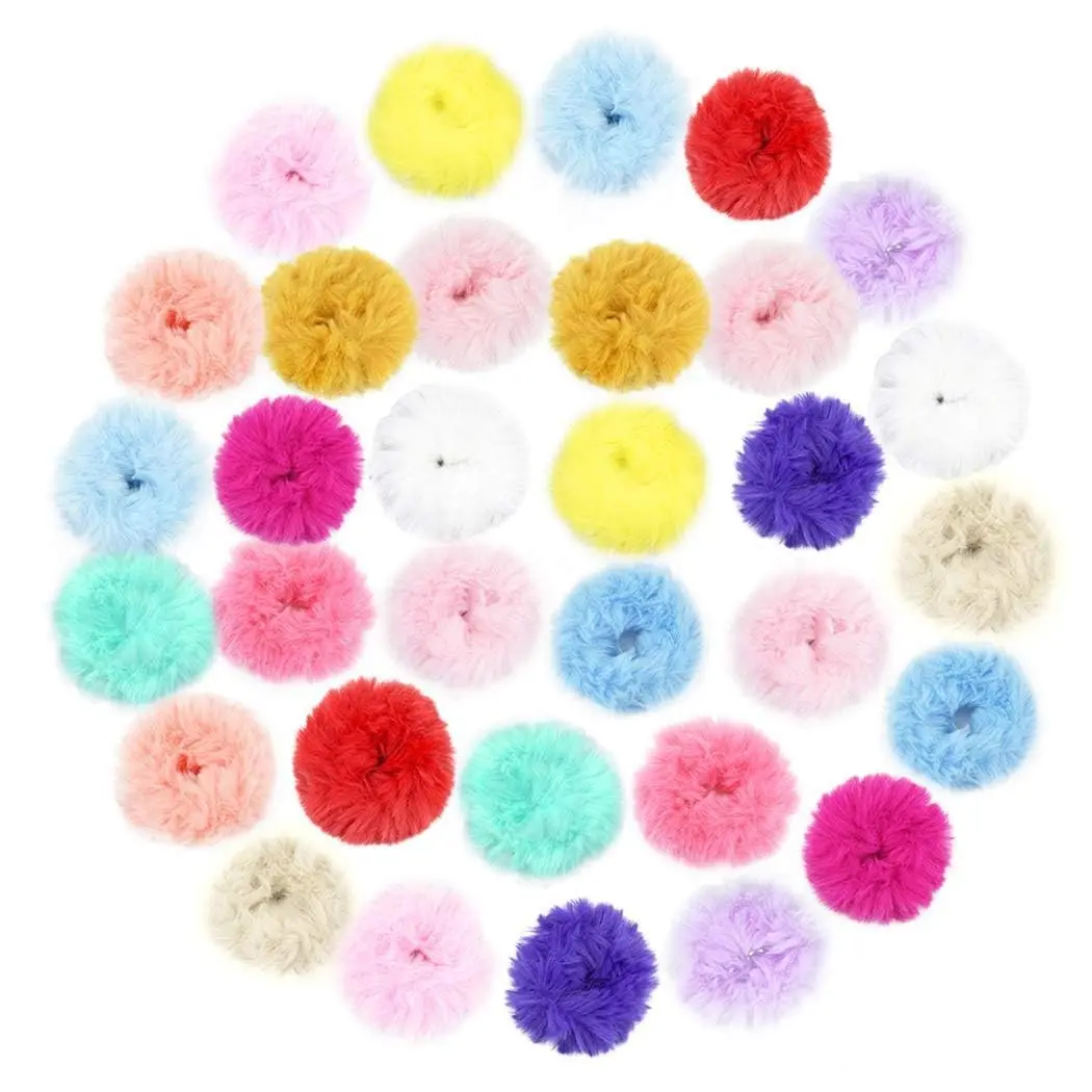 ASKR MARKETING Fur Hair Scrunchies Rabbit Furry Hair Ties Elastic Hair Bobbles Band for Women Girls Hair Accessories. Pack Of 1(Pcs 12. Multi Color). - Image 3